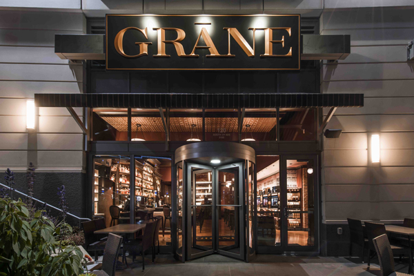 Outside of Grane in Midtown Crossing Omaha Nebraska.