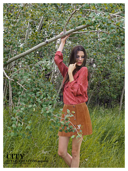 City Style and Living Magazine Field of Gold fashion photoshoot Calgary models red blouse