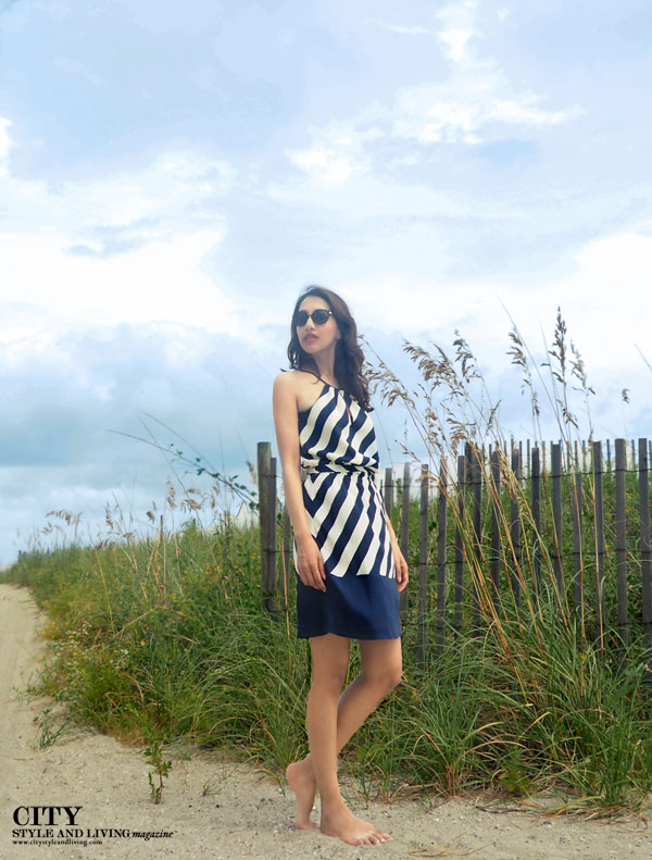 City style and living magazine style fashion blogger myrtle beach stripe dress walking 2 