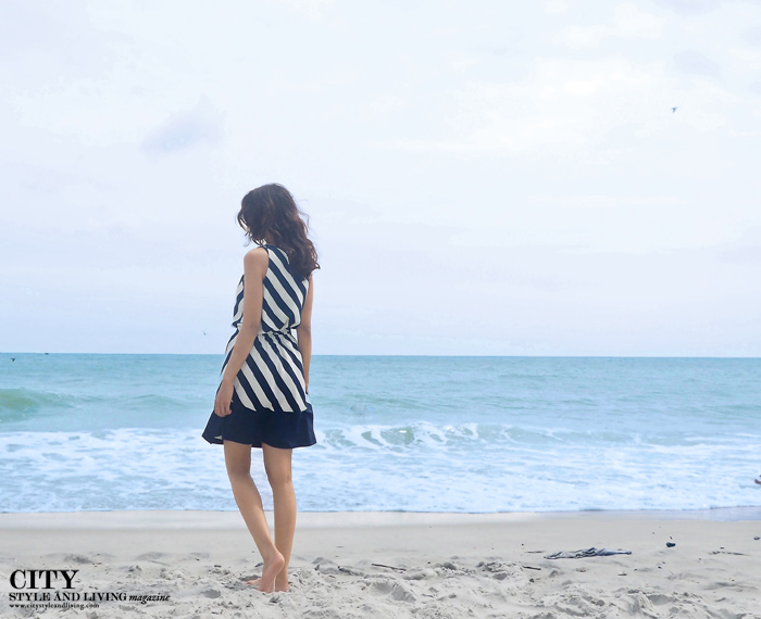 MyrtleCity style and living magazine style fashion blogger myrtle beach stripe dress ocean