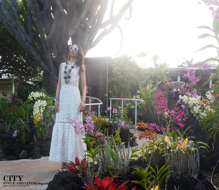 City style and living magazine style fashion blogger Kauai Rebecca taylor lace dress sunset