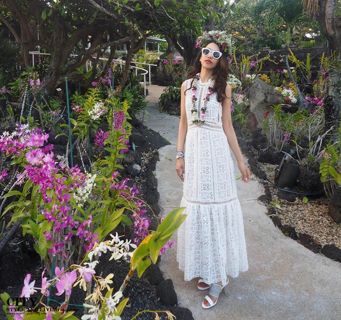 City style and living magazine style fashion blogger Kauai Rebecca taylor lace dress close