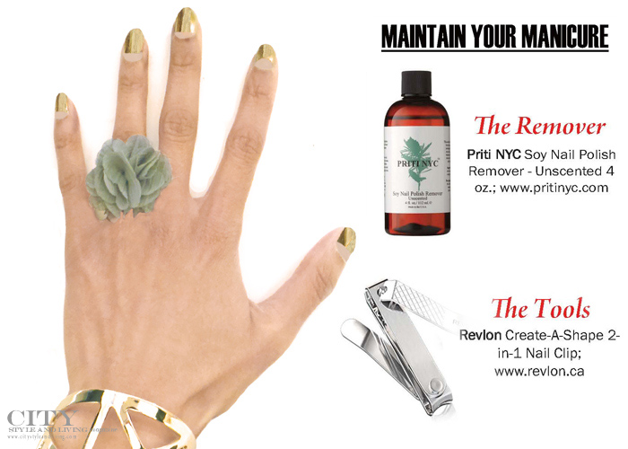 City Style and Living Magazine reverse manicure metallic