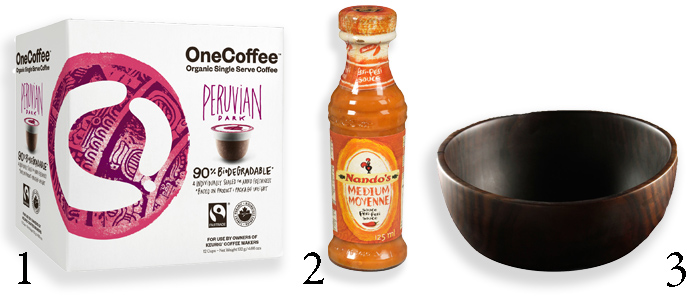 City Style and Living Magazine products for the kitchen, one coffee, nandos, gaiam