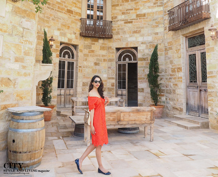 City Style and Living Magazine sunstone winery banana republic dress walking