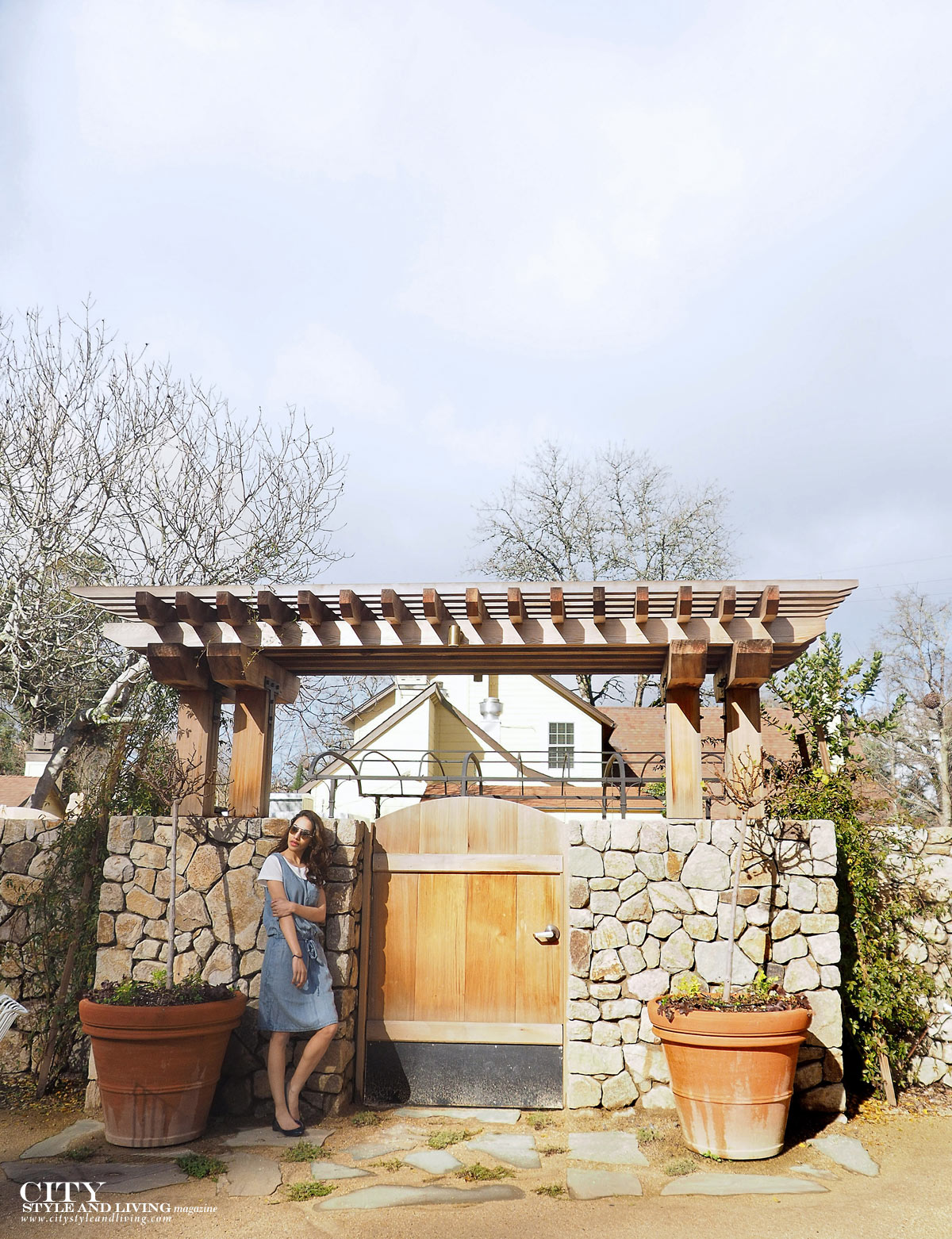 City Style and Living The Editors Notebook style blogger jean dress over a white tshirt and blue rockport ballet flats at farmhouse inn in sonoma