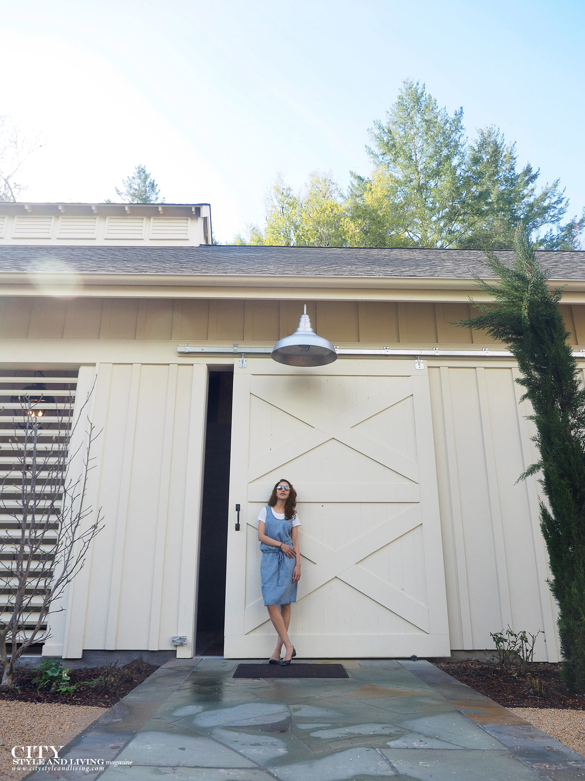 City Style and Living The Editors Notebook style blogger jean dress over a white tshirt and blue rockport ballet flats in sonoma
