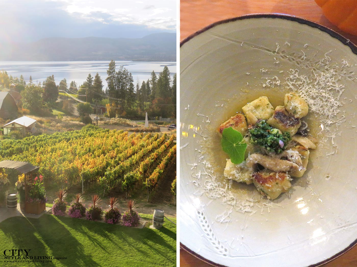 Summerhill Pyramid Winery gnocchi and sunset at the vineyard in City Style and Living Magazine.