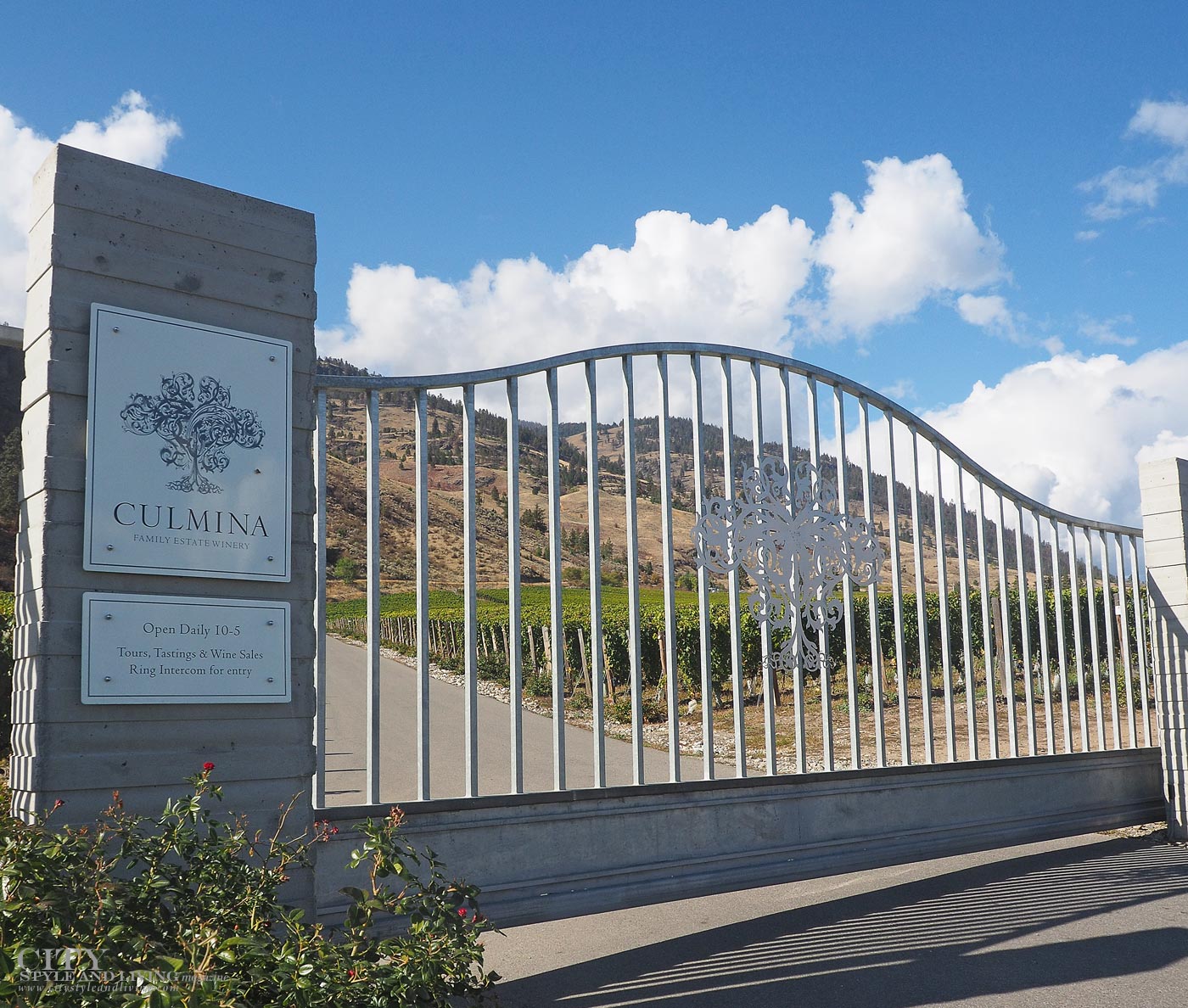 The Editors Notebook style blogger at Culmina family estate winery gates