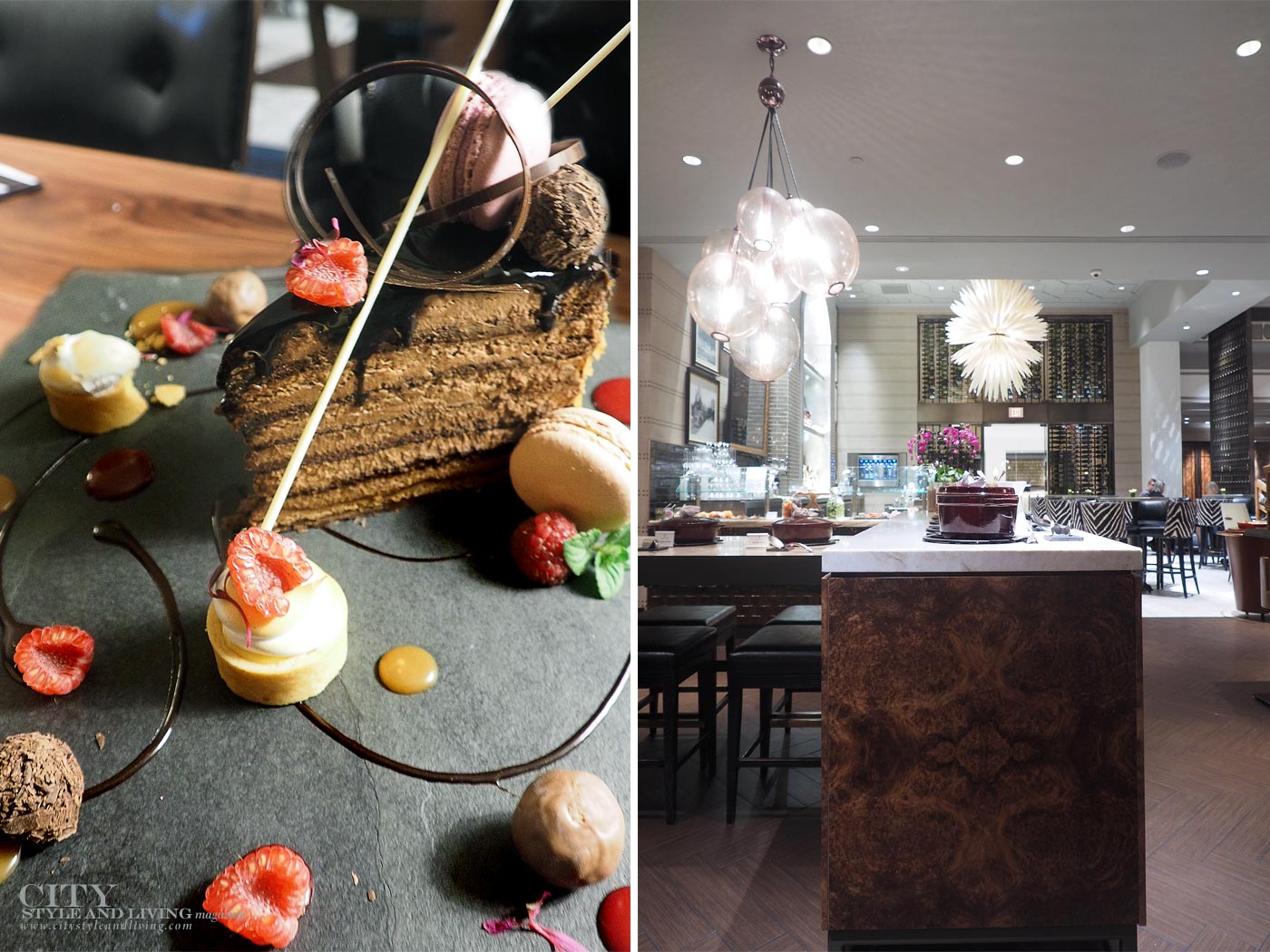 City Style and Living Magazine dessert at Notch8 retaurant and interior at fairmont hotel vancouver