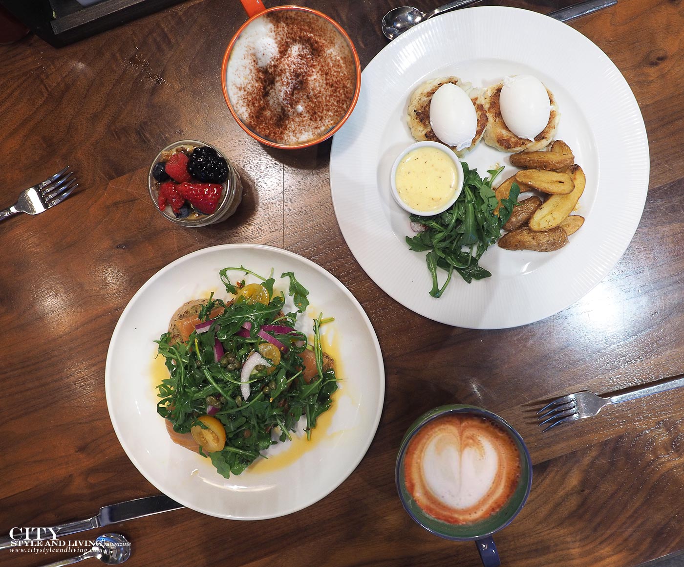 City Style and Living Magazine Le Meridien New Orleans LMNO Breakfast eggs benedict cappucino and avocado toast