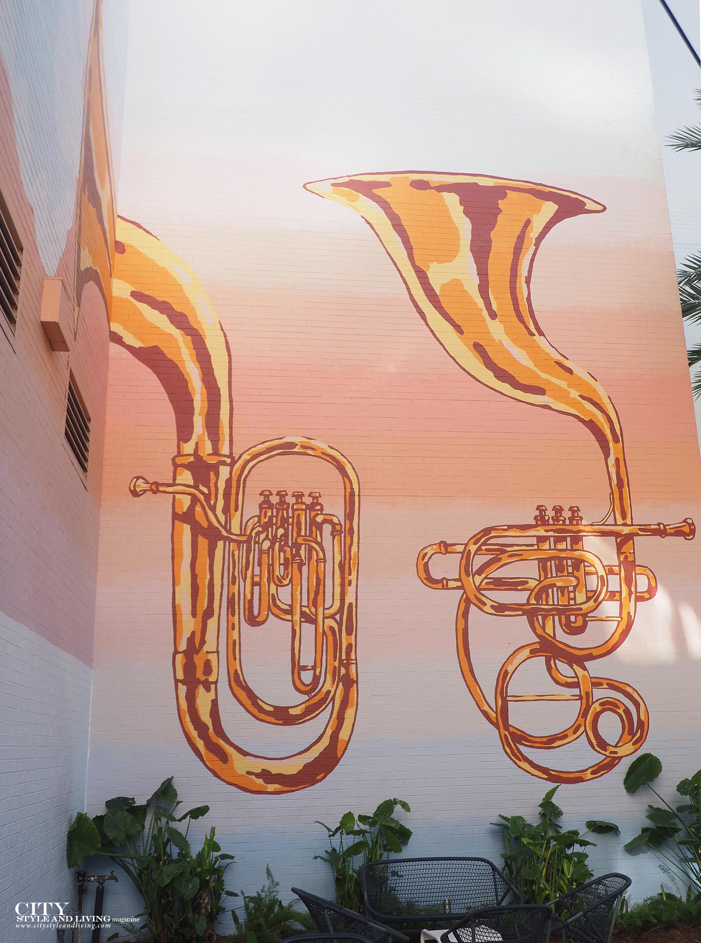 City Style and Living Magazine Le Meridien New Orleans courtyard artwork