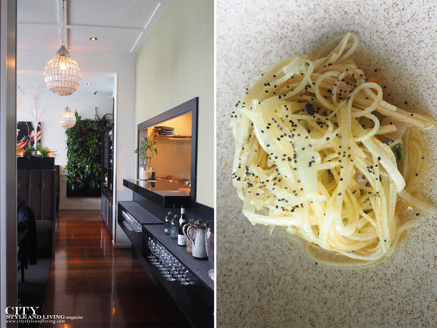 City Style and Living Magazine merediths degustation menu ceviche with apple, inside the restaurant