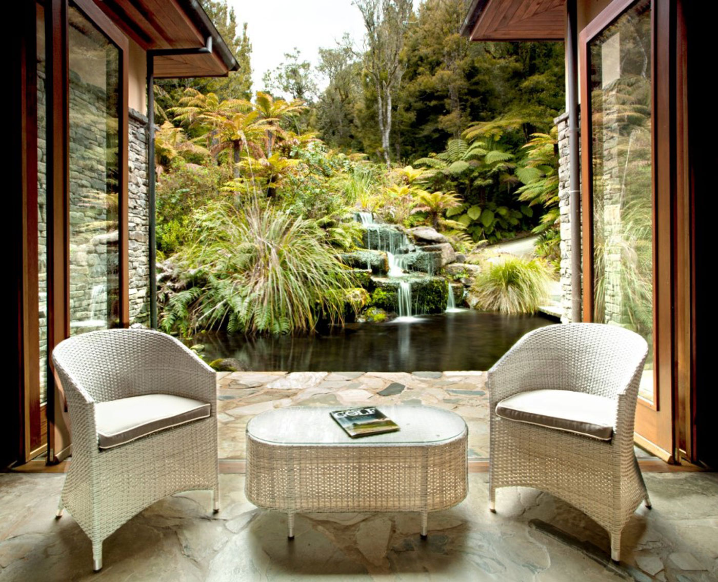 City Style and Living Magazine treetops lodge and estate waterfall foliage
