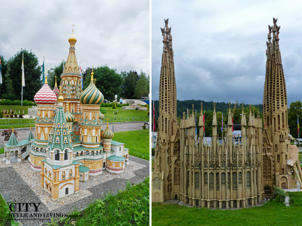 St. Basil's Cathedral in Russia and Sagrada Familia from Spain at Minimunduds Klagenfurt Austria.