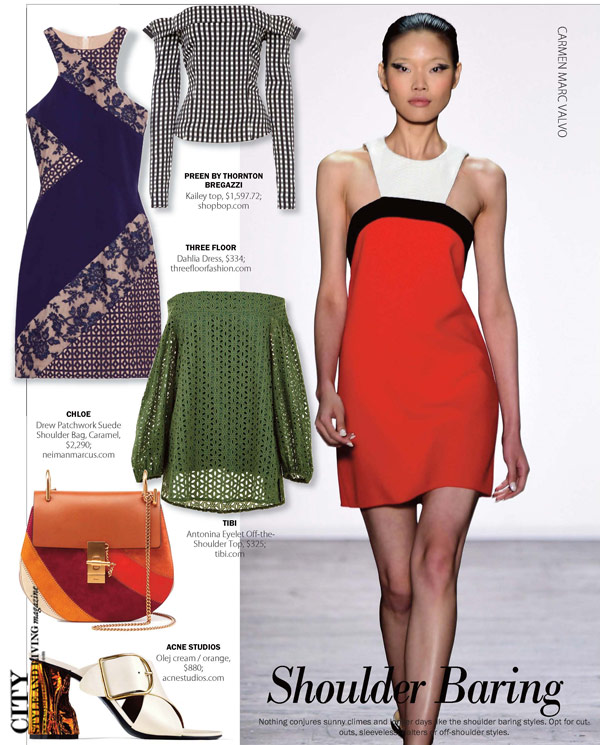 city style and living magazine spring 2016 trends off shoulder