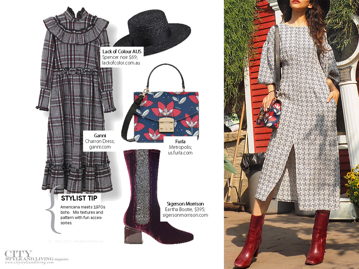 City Style and Living Magazine Checkered Dress Velvet shoes fall fashion
