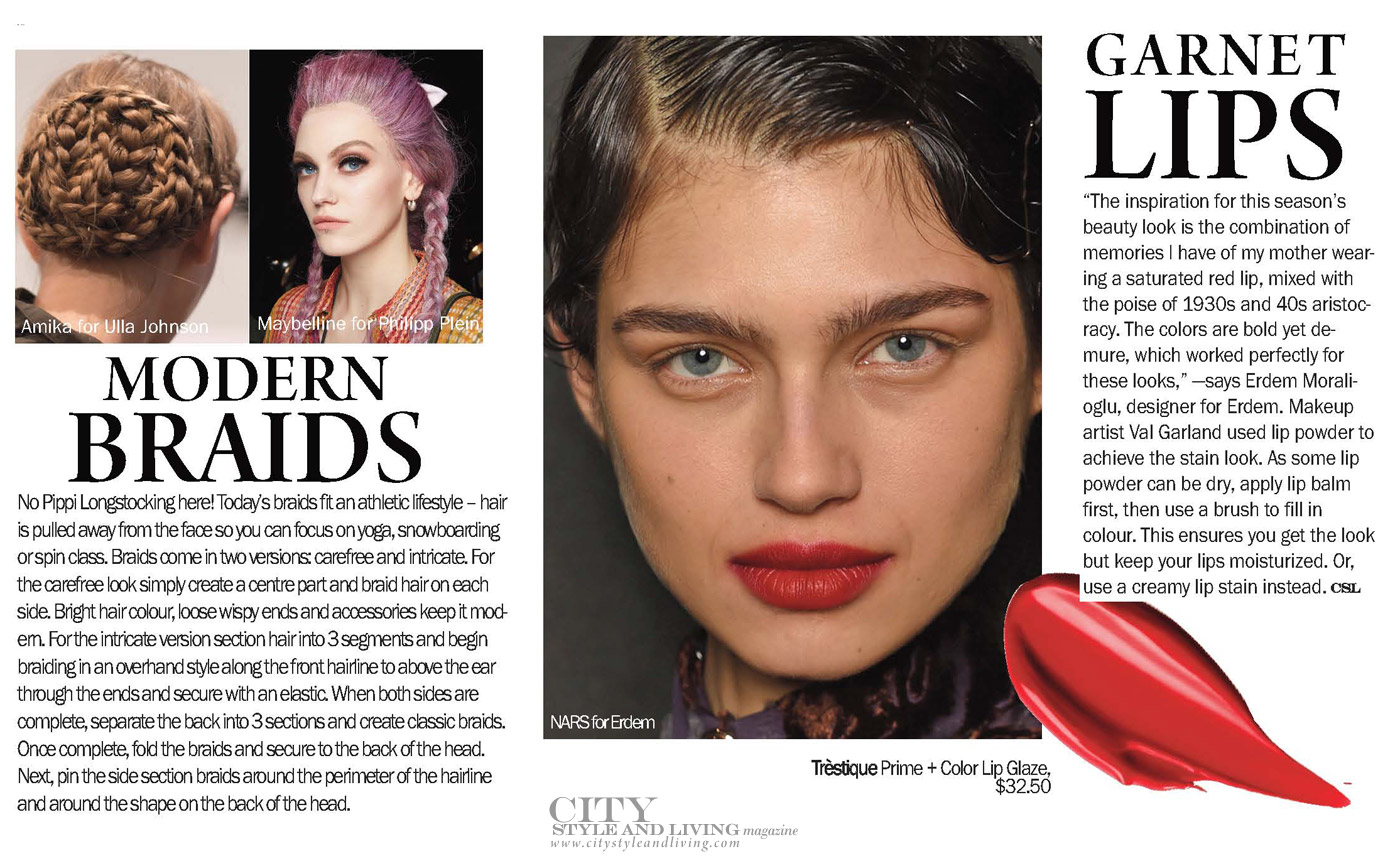 City Style and Living Magazine Winter 2018 Beauty Fall Runway trends