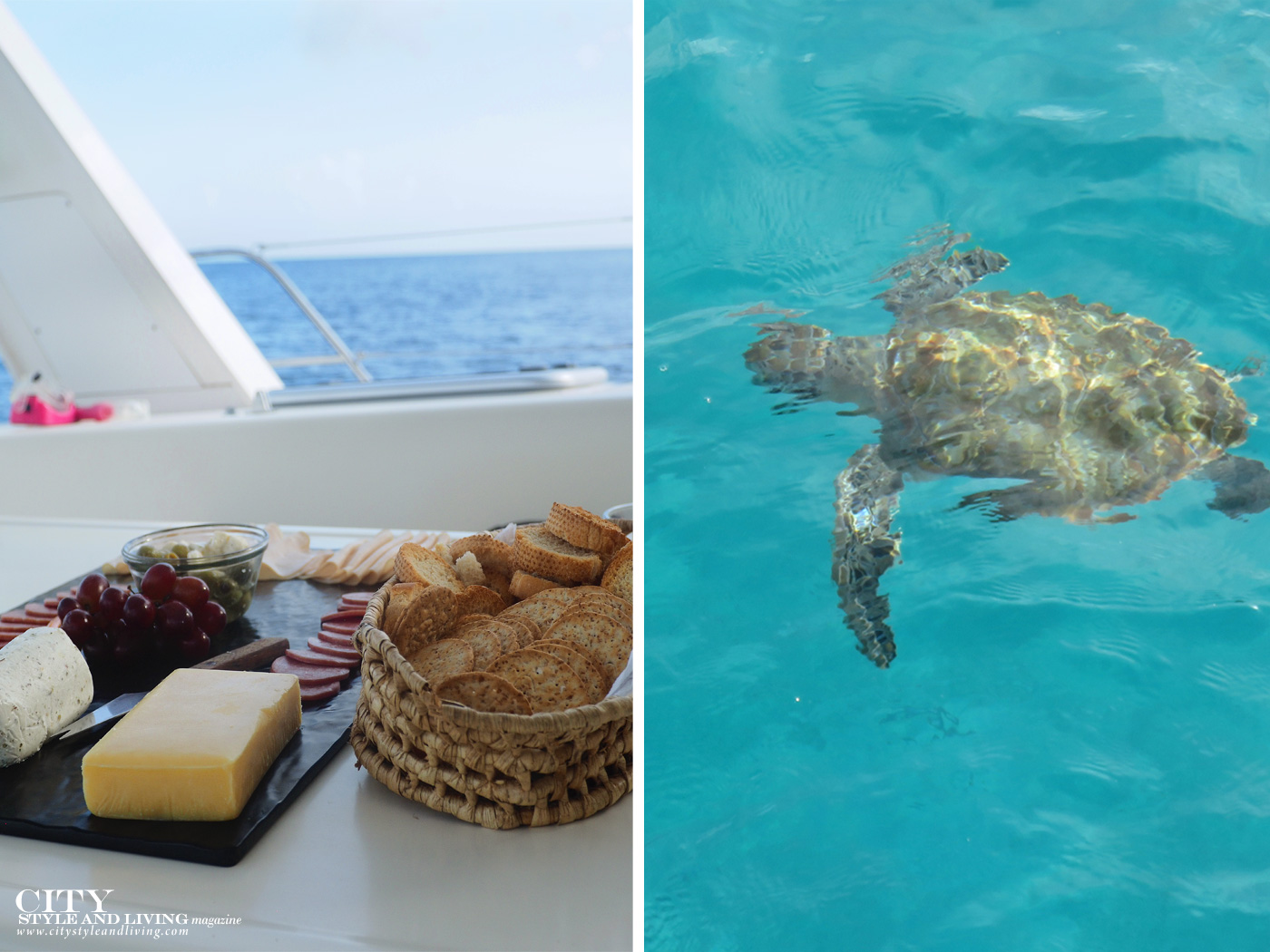 City Style and Living Magazine Winter 2019 Barbados Kailash Maharaj Calabaza Sunset Boat cheese board and turtle