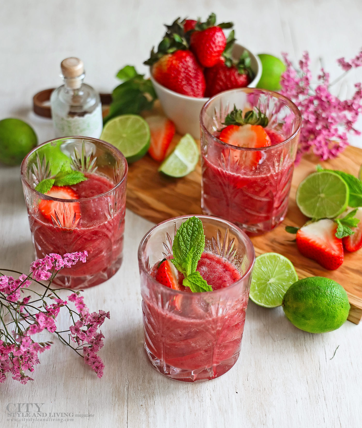 City Style and Living Magazine spring 2020 Food Strawberry and Lime Mojito Mocktail