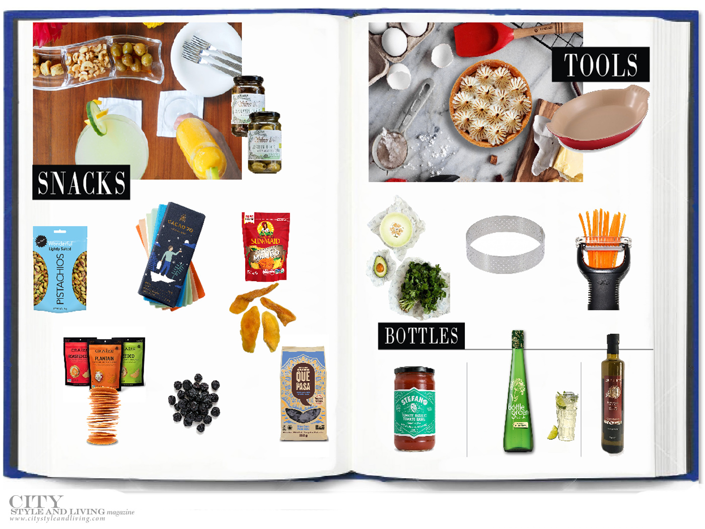 City Style and Living Magazine fall 2020 Quarantine Pantry snacks, bottles, cooking