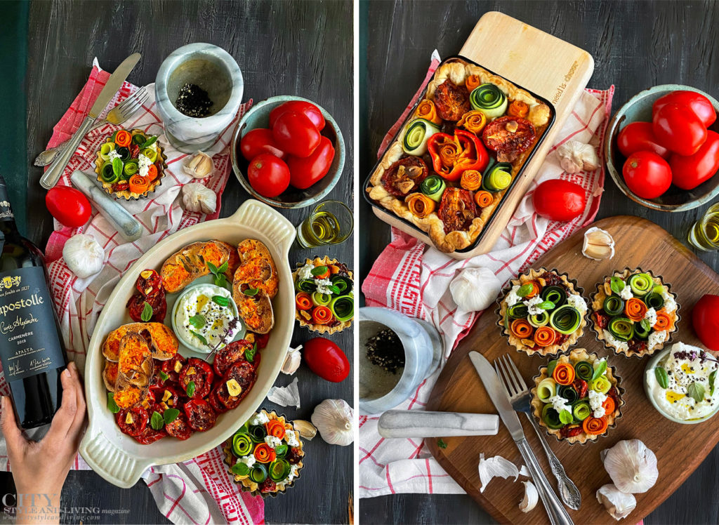 City Style and Living Spring 2022 Vegetable Scroll Tarts and Carmenere